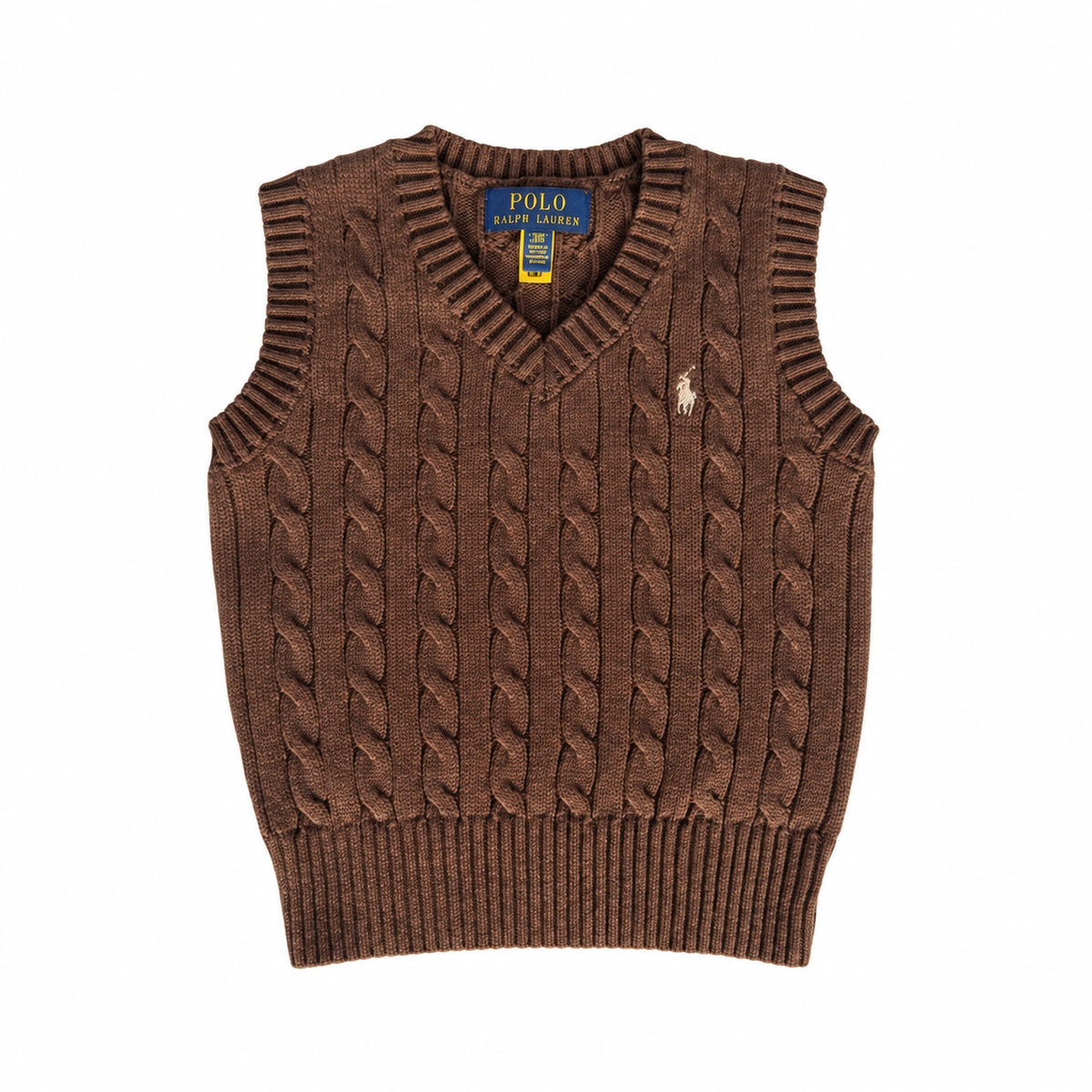 Classic Cable-Knit Brown Vest