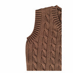 Classic Cable-Knit Brown Vest