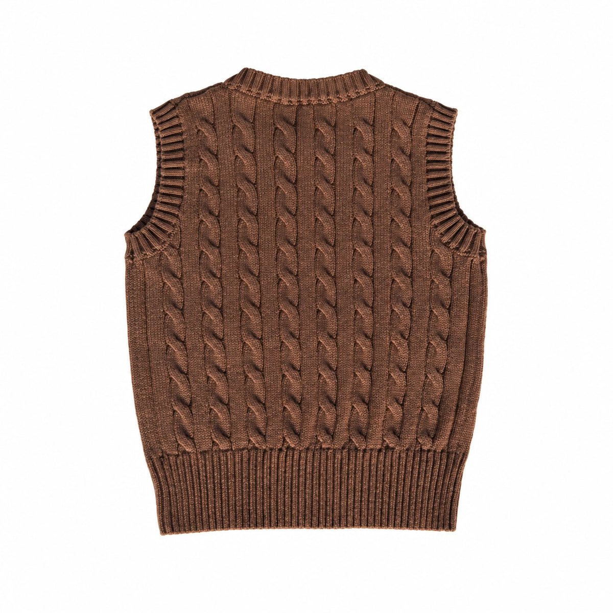 Classic Cable-Knit Brown Vest