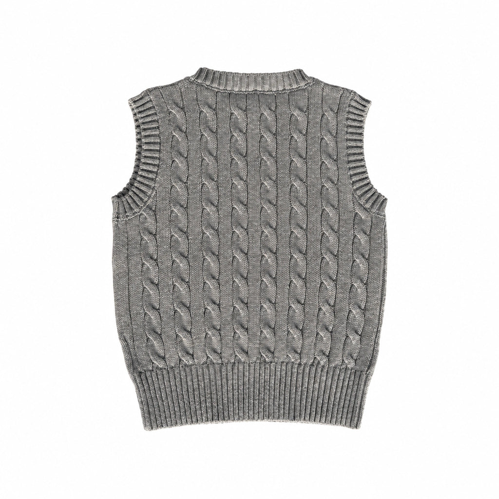 Classic Cable-Knit Grey Vest