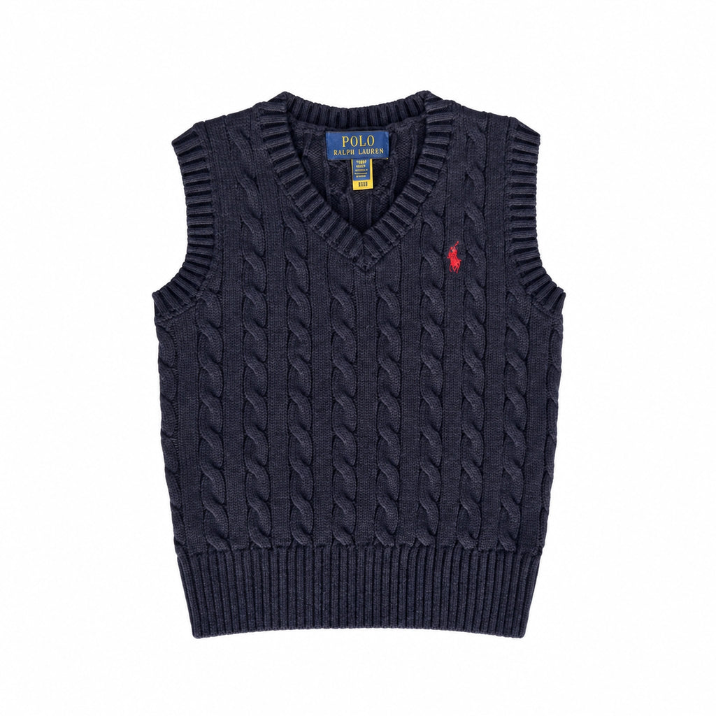 Classic Cable-Knit Navy Vest