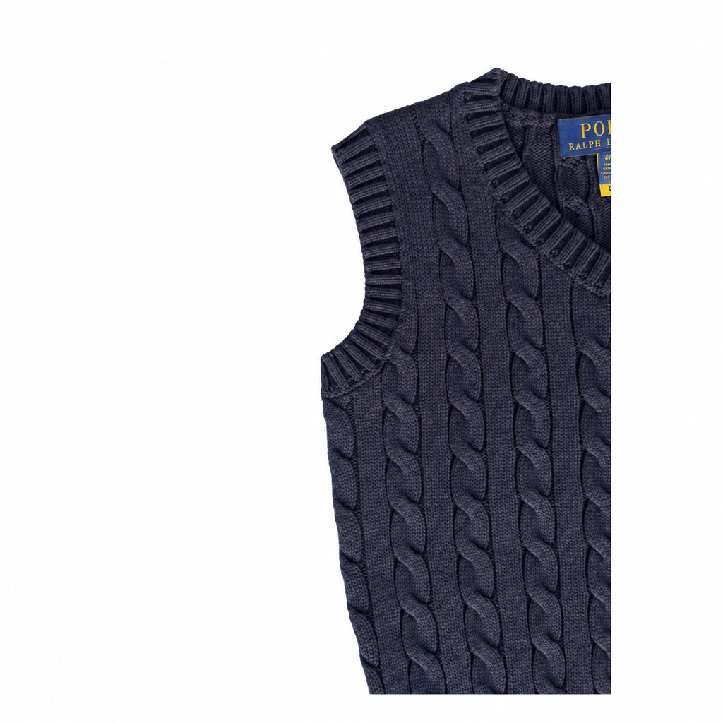 Classic Cable-Knit Navy Vest
