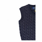 Classic Cable-Knit Navy Vest