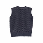 Classic Cable-Knit Navy Vest