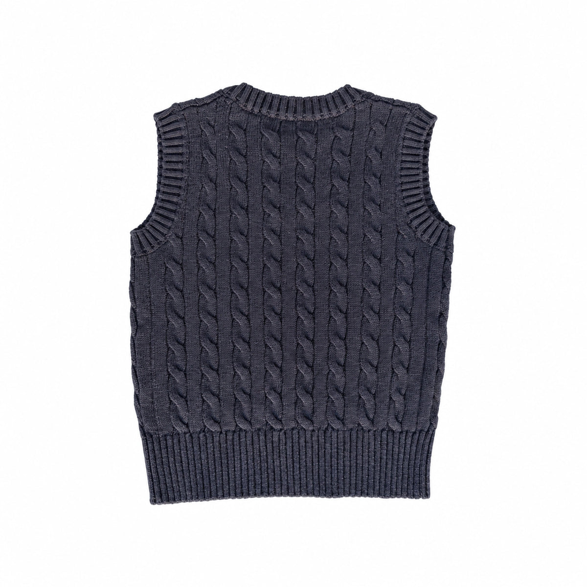 Classic Cable-Knit Navy Vest