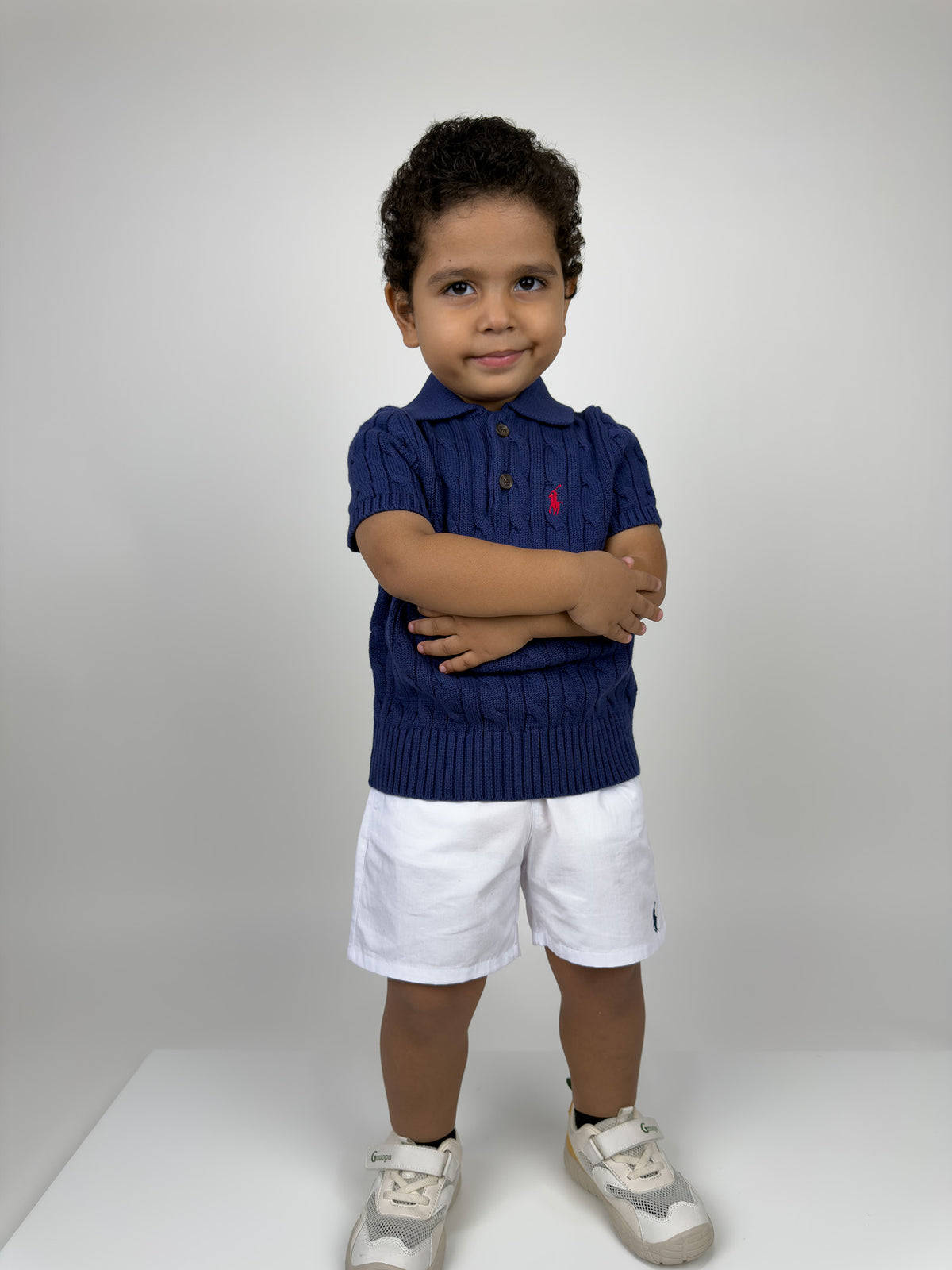 Cable Knit Polo Top