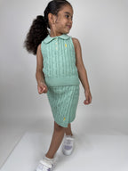 Sleeveless Cable-Skirt Set