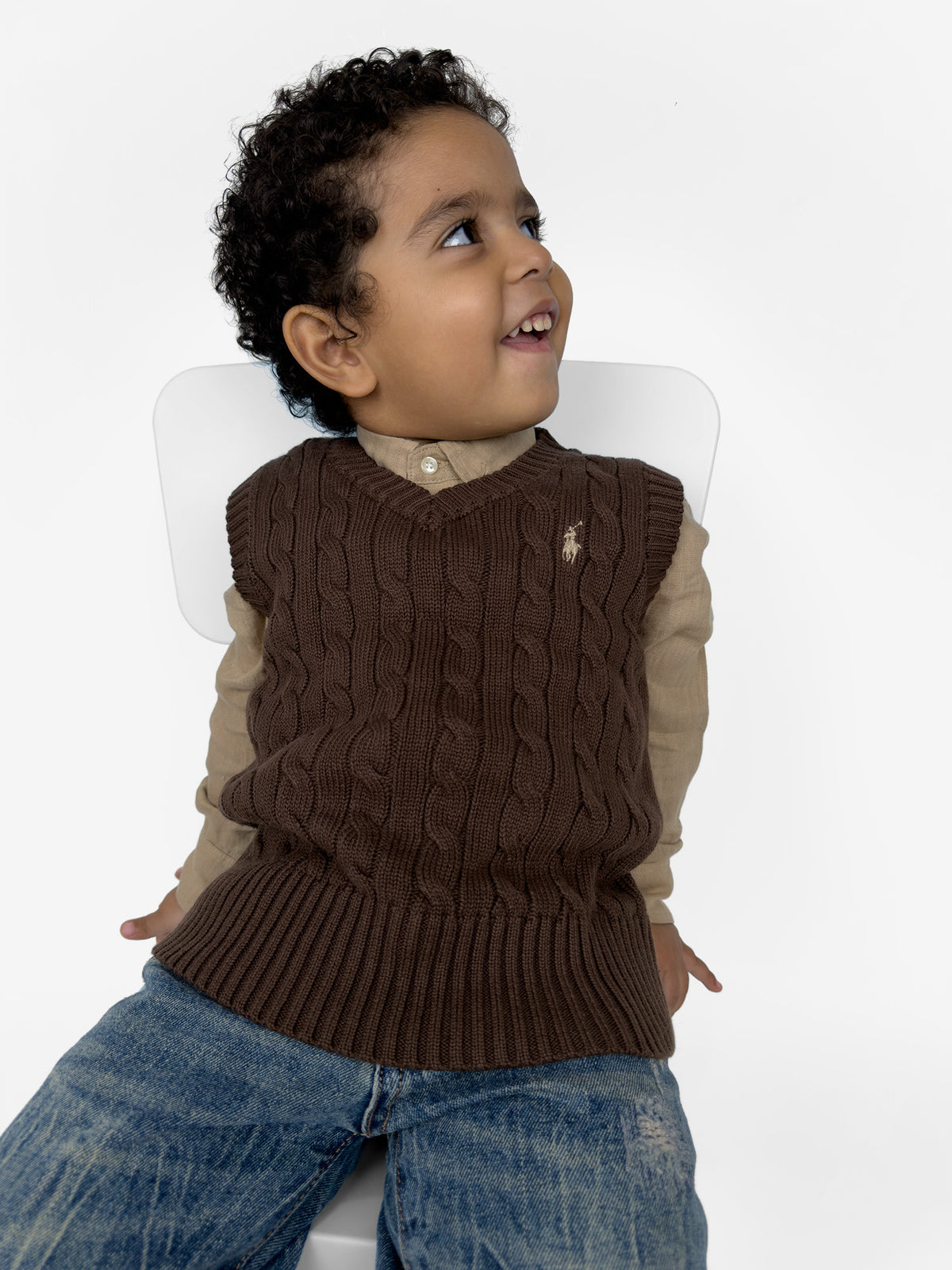 Classic Cable-Knit Brown Vest
