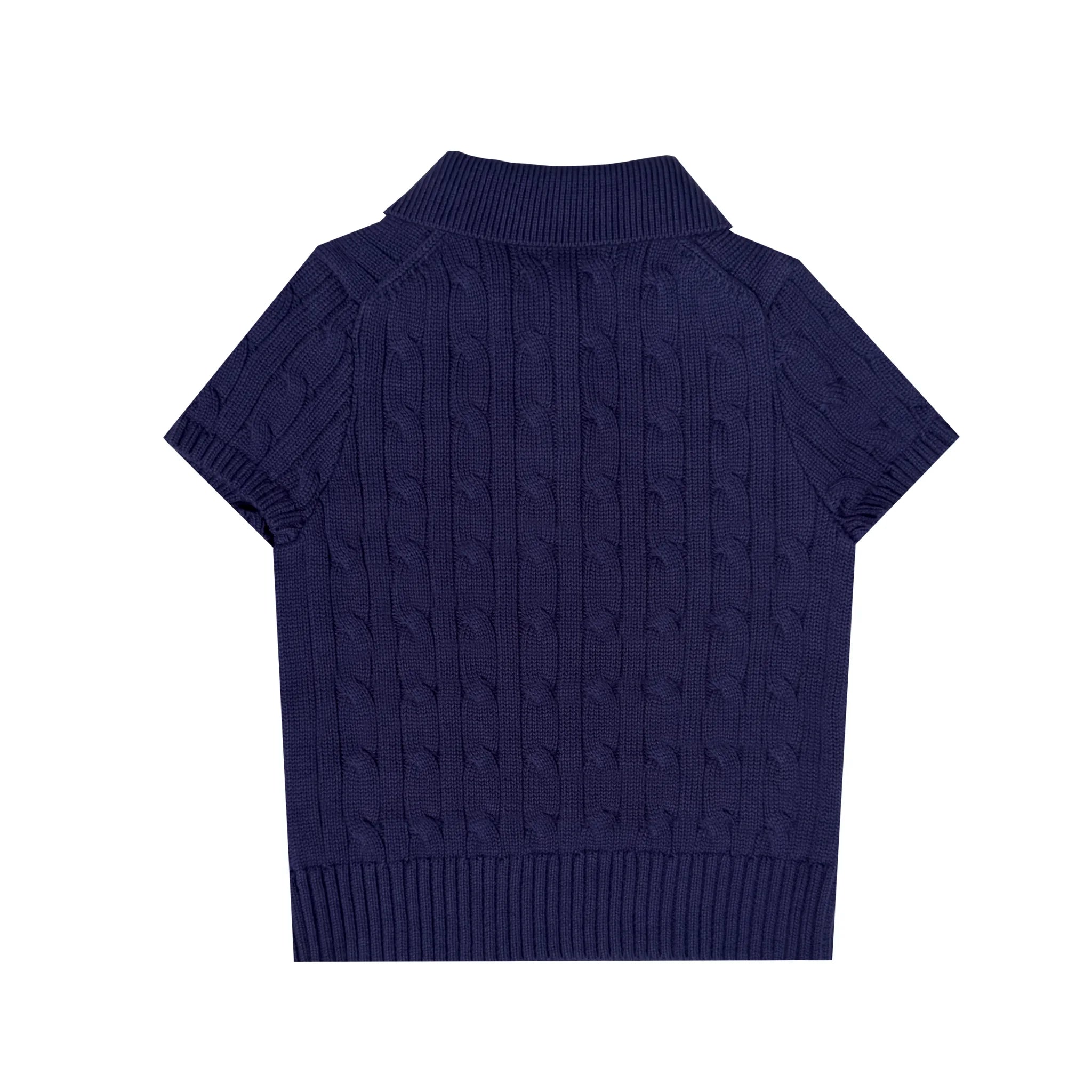 Cable Knit Polo Top
