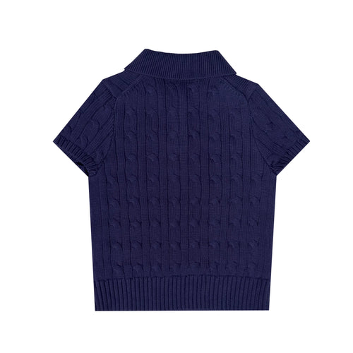 Cable Knit Polo Top