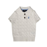 Cable Knit Polo Top